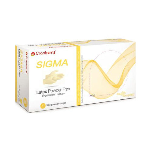 Cranberry 5816 Sigma Latex Exam Gloves Powder Free Textured Small 100/Bx Cranberry 5816 Sigma Latex Exam Gloves Powder Free Textured Small 100/Bx